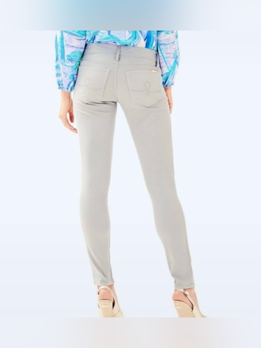 Lilly Pulitzer Worth Skinny Jeans Pants Palm Beach Grey size 10 stretch gray